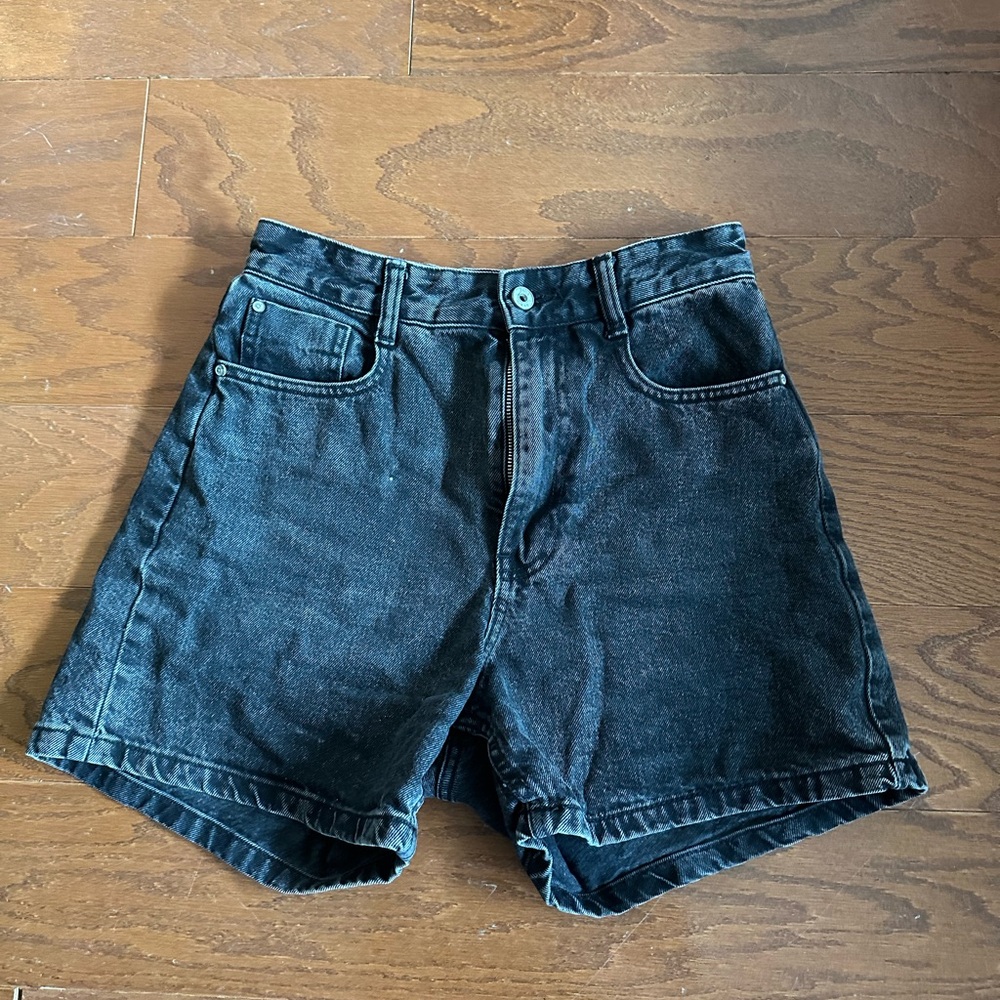 Zara Black Washed Denim Shorts